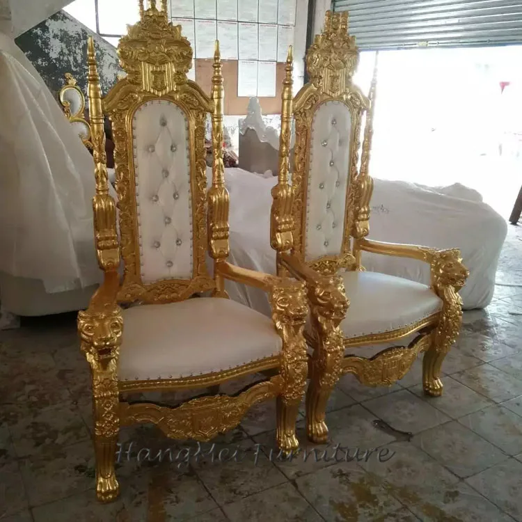 Wholesale royal wood carved wedding antique king lion throne chair