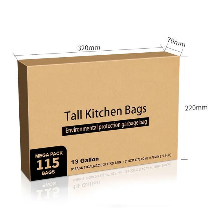 Trash Bags, Garbage Bags 13 Gallon Large Tall Kitchen Drawstring Strong Bags for Trash Can Garbage Bin(5 Rolls/115 Count