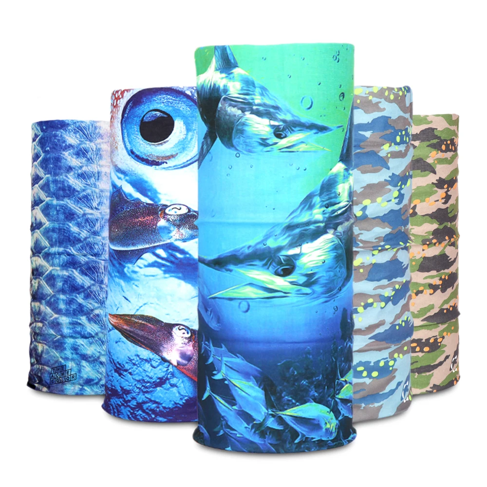 Outdoor Fishing Face headwear Unique Fish Design 100% Polyester Seamless Tube Bandana