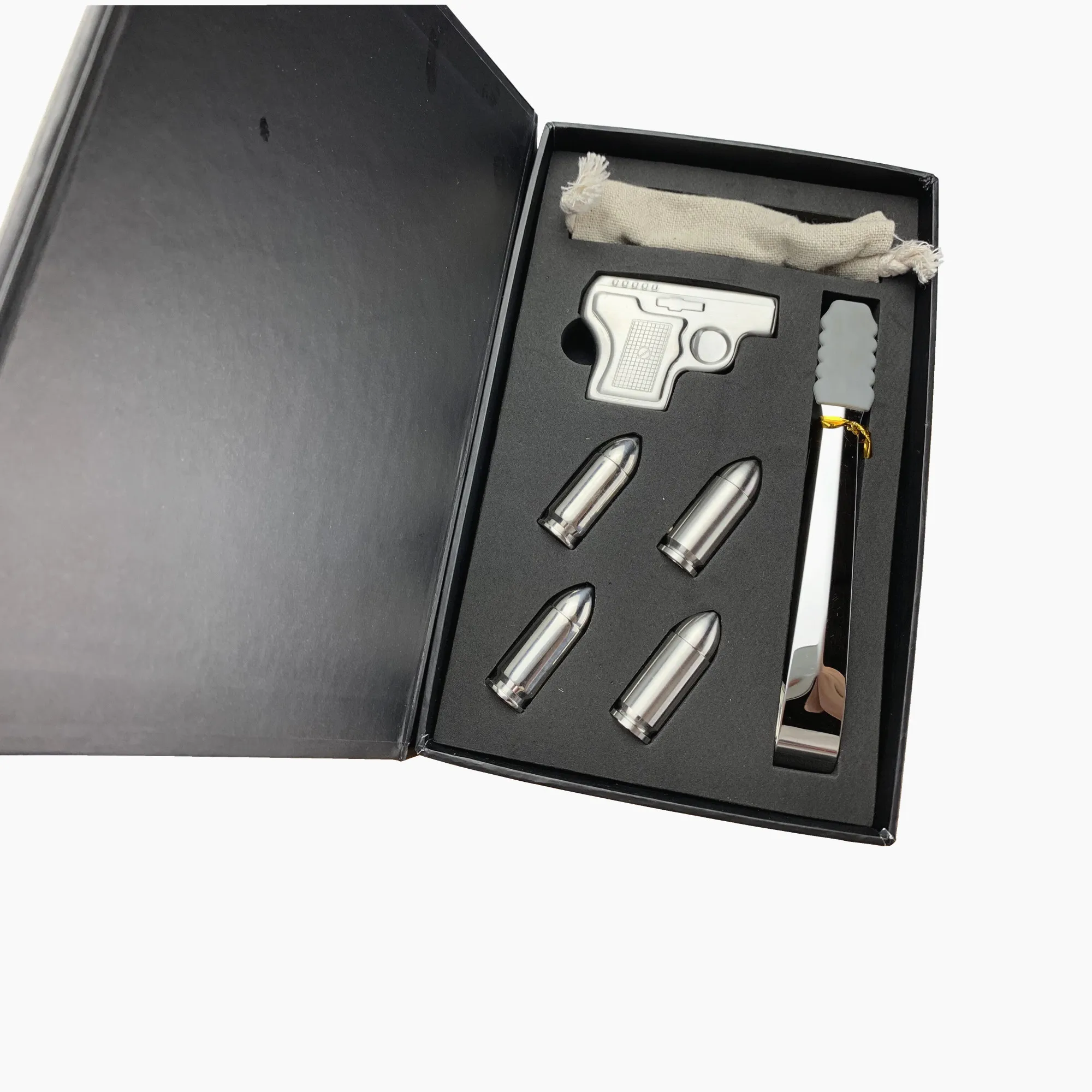 New Stainless Steel Pistol Gun shape and Bullet Ice cube Wine Chiller Chilling Stone