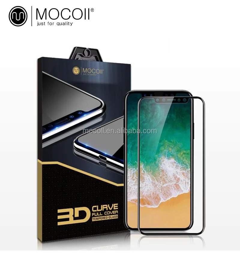 Mocoll new product 3D full cover 9H tempered glass screen protector for iPhone X/8/8 Plus
