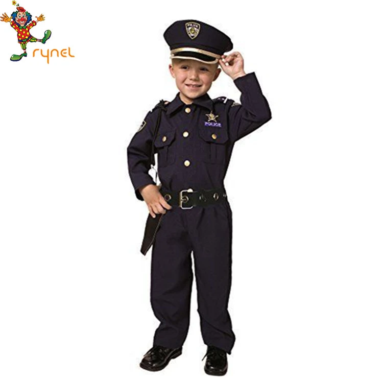 PGCC4354 Hot Selling Policemen Clothes Cops Costumes Kids Halloween Cosplay Costumes