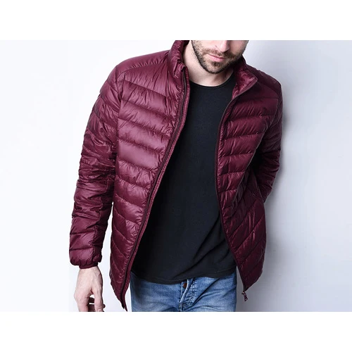 Men 90% Down 10% Feather Content High Quality Ultra Light Long Sleeve White Duck Down Jacket