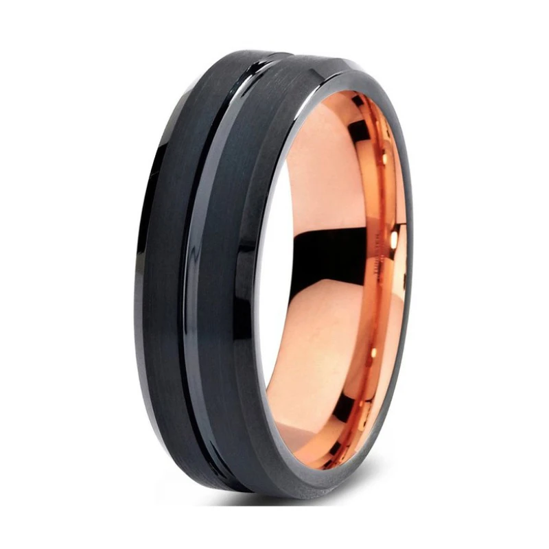 Black and Gold Plated Jewellery Tungsten Wedding Rings with Matte Finish for Men and Women Made in China