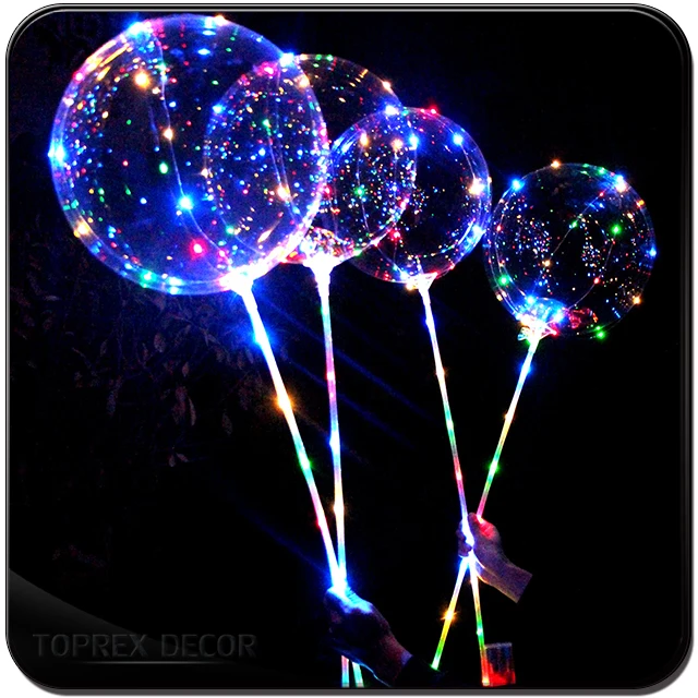 TOPREX DECOR 2018 Wholesale mini led balloon lights 18inch  glow stick balloons for wedding and party  decoration