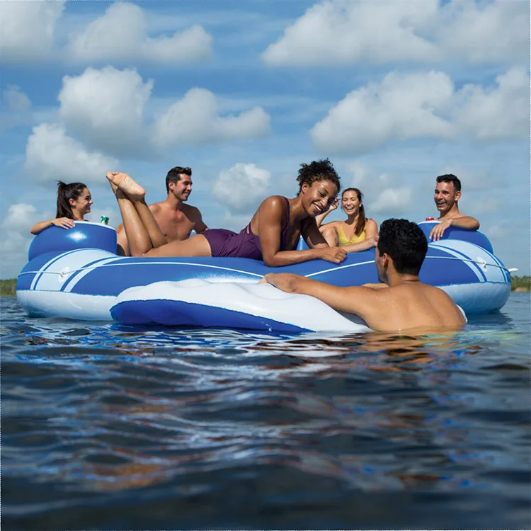 Heavy Duty Inflatable Island 6 Person Raft Lounger Float