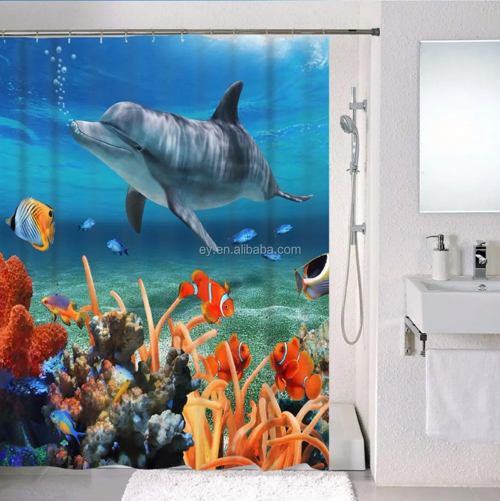 
Designed Digital Printing Water Repellent Submarine World Series Shower Curtains 