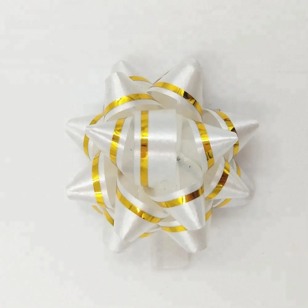 50 PCS In PVC Box Colorful PP Ribbon With Gold Line Star Bow