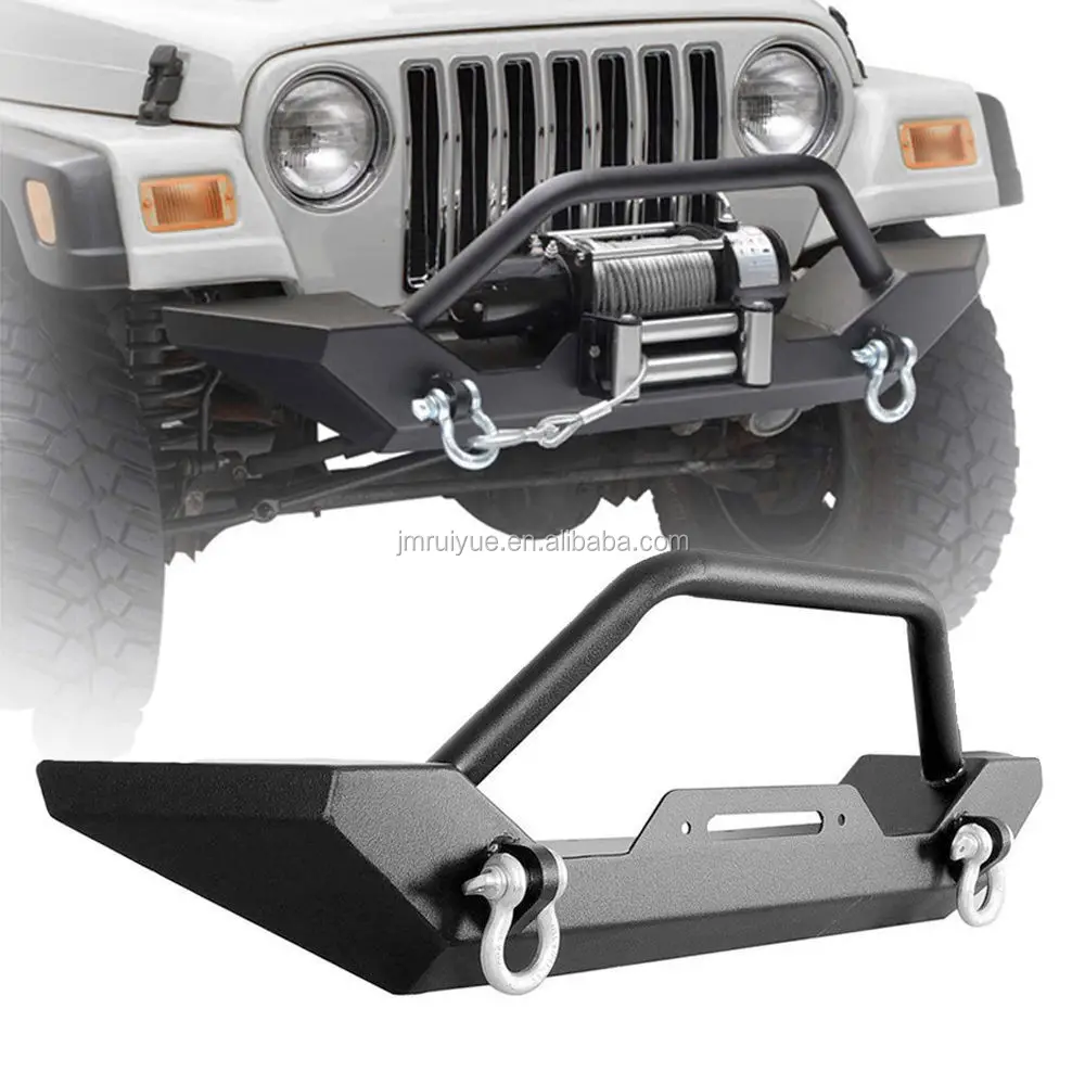 Textured Black Front Bumper W/Winch Plate & D-Ring Fit 1987-2006 TJ