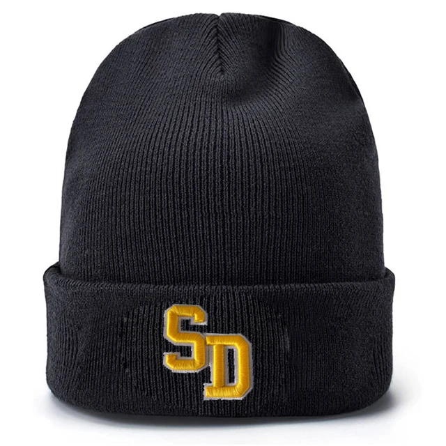 Fashion warm winter wool knit hat custom 3D embroidery winter beanie