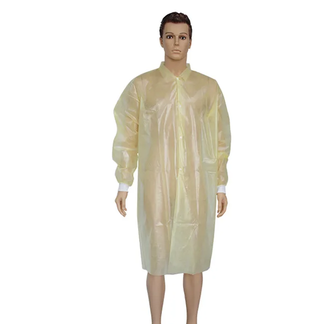 Shirt collar non woven PP surgical gown lab coat cheap price medical doctor disposable non woven hospital gown