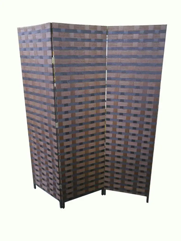 3 Panels Removable Sliding Wall Wooden Carved Room Divider