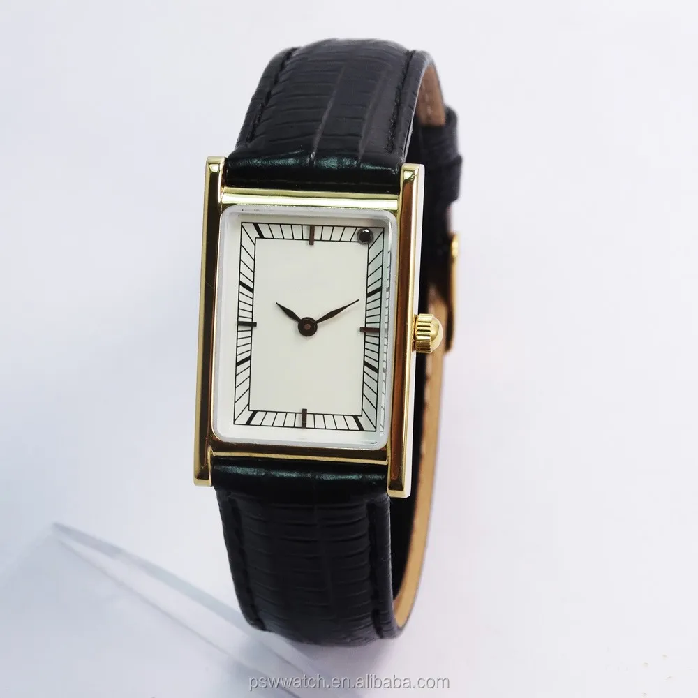 PSW Wholesale Factory Genuine Leather Strap Stainless Steel Wrist Watch