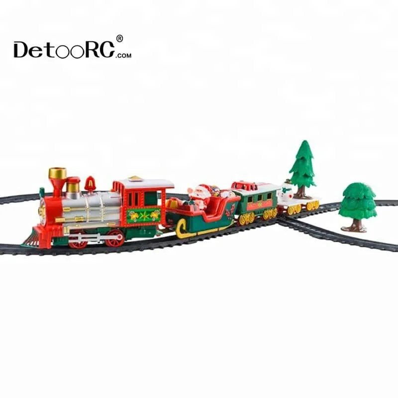Detoo tracking train set electric toy with light with music children gift new year kids hot toys for Christmas 2018