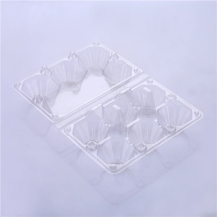 Customized Disposable Clear 6 Compartment Blister Plastic clamshell Egg Tray Packaging