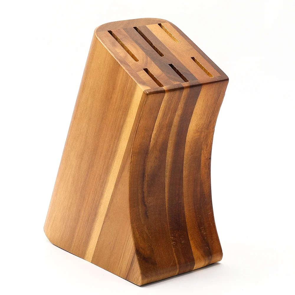 
Good quality oak wood material kitchen knife block stander holder storage for kitchen knives set 