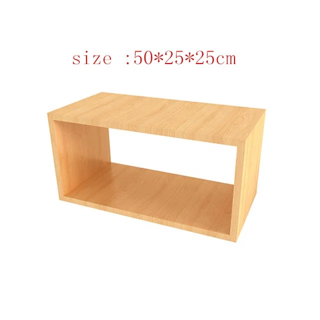 Custom DIY Wooden Cube Book Storage Shelf Double Wall Mount Kitchen Living Room Bathroom Decorative Hanging Flower Pot Holder