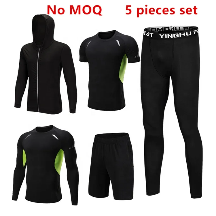 Wholesale No MOQ 5 - piece Set Gym and Fitness Wear Running Wear Men