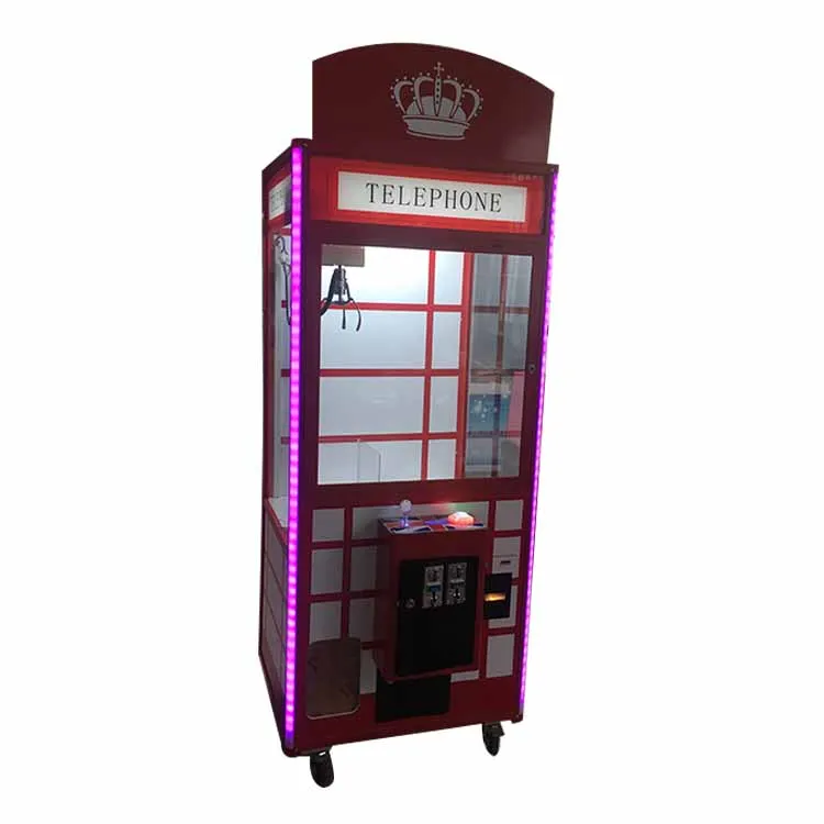 coin operated claw crane arcade prize vending machine |high quality metal british style telephone claw machine for sale
