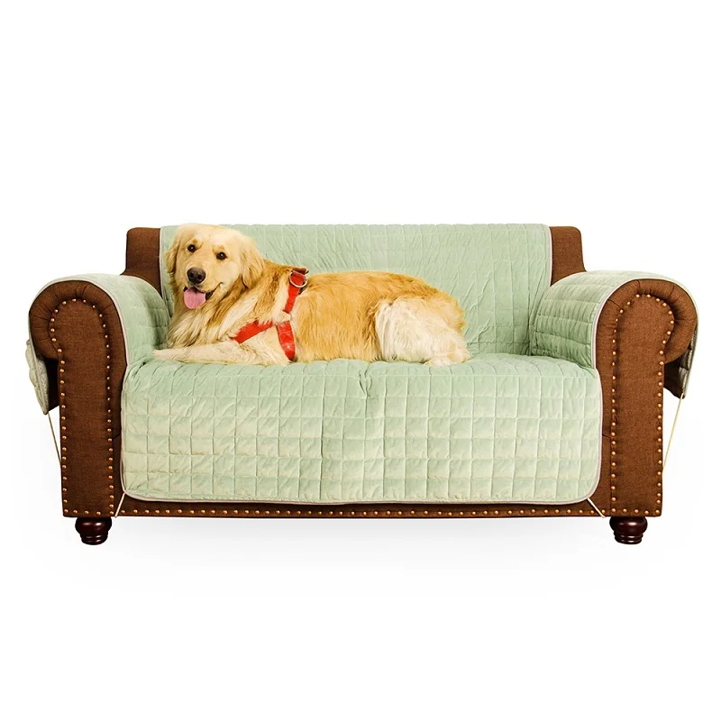 100% Leak Free Quilted Velvet Pet Sofa Cover with Nonslip Backing