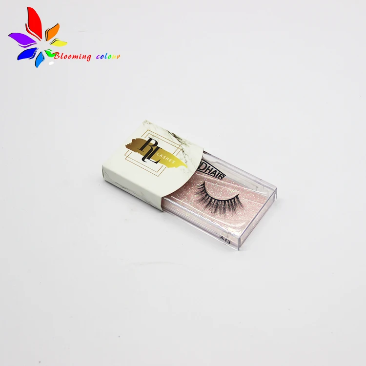 Custom logo half cover eyelash box paper sleeve packaging