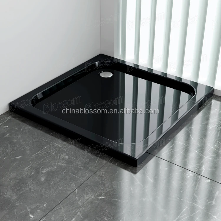Black Square Removable Abs Resin Fiberglass Freestanding Tray Cheap Custom Acrylic Shower Base