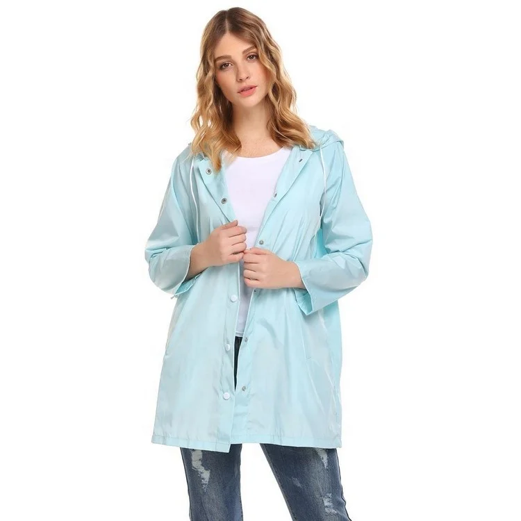 Amazon Top Seller 2019 Fashion Custom Design Polyester Nylon Fabric Vinyl PVC Poncho Jacket Yellow Raincoat for Women