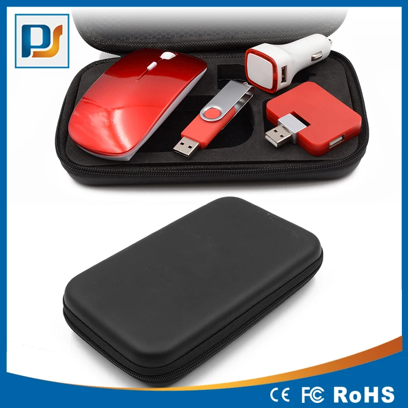 High Quality Laptop Travel Charging Kit with Wireless Mouse, USB Flash Driver, Car Charger and USB Hub