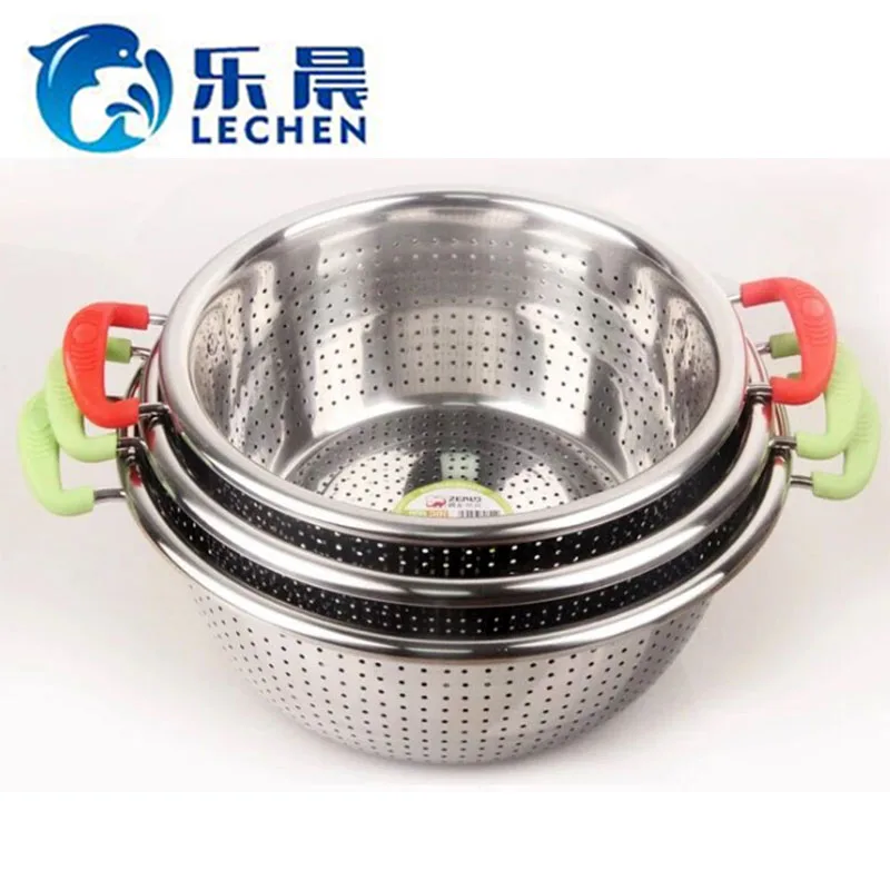 201Stainless Steel  Colander Sieve Kitchen Food Fruit Vegetable Colander Rice Sieve Filter Colander