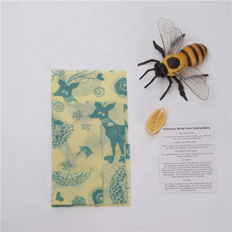 
Food Safety Certified 100% Cotton Fabric Eco Friendly Reusable Beeswax Food Wrap With Pattern 
