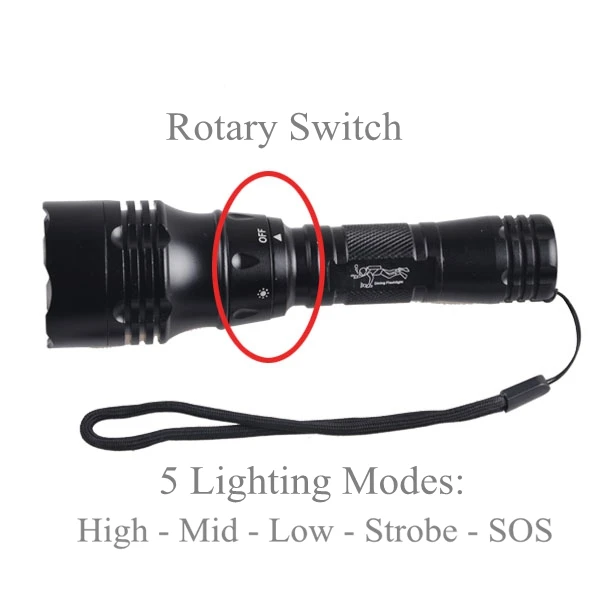 Portable LED Diving Torch XM-L2 or T6 or UV LED Most Power Flashlight Waterproof LED Light