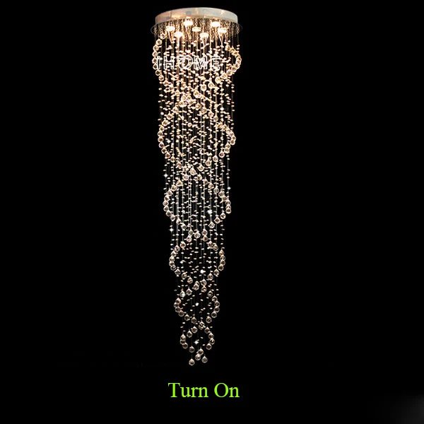 Custom made modern fashion flower stairs hotel lobby double helix raindrop crystal luxury chandelier
