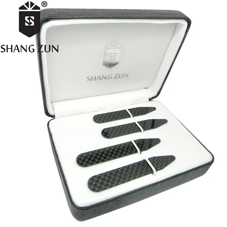 Carbon fiber collar stays gift sets smooth surface with high quality collar support 4 PCS in box