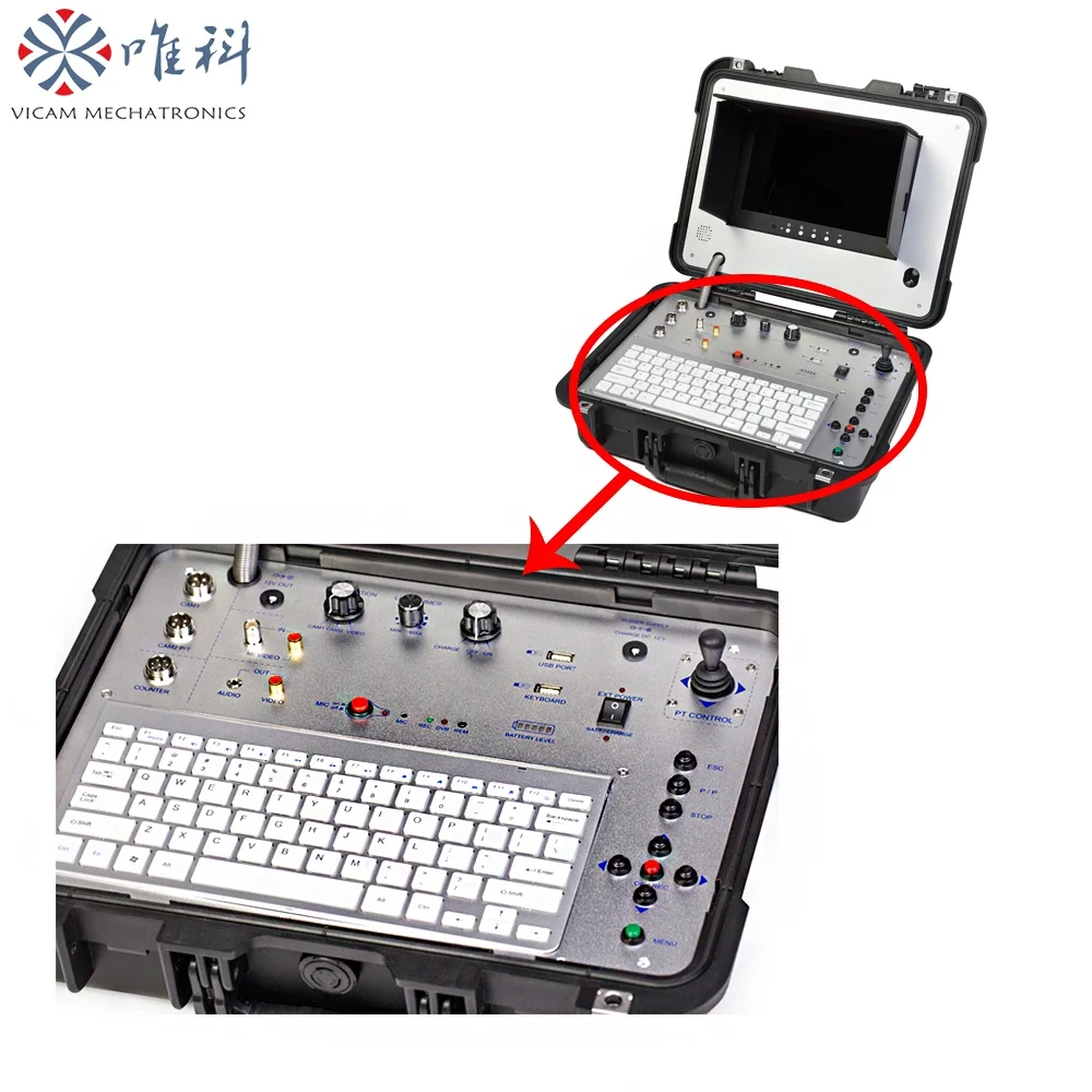 10' LCD 360 Degree Pan/Tilt Sewer Inspection Camera with 100m cable ,wireless keyboard, HD DVR 720P video V10-3288PTN-1