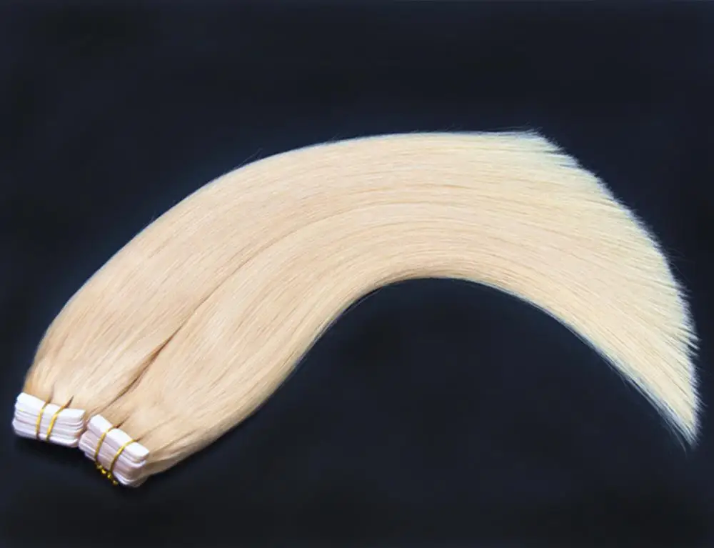 Russian blonde remy double drawn cheap invisible tape in hair extensions