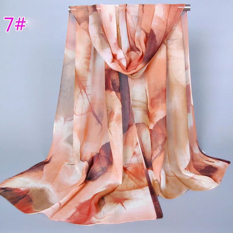 Wholesale Fashion Ladies Summer Printing Chiffon Sunscreen Scarf Holiday Beach Silk Shawl Hijab