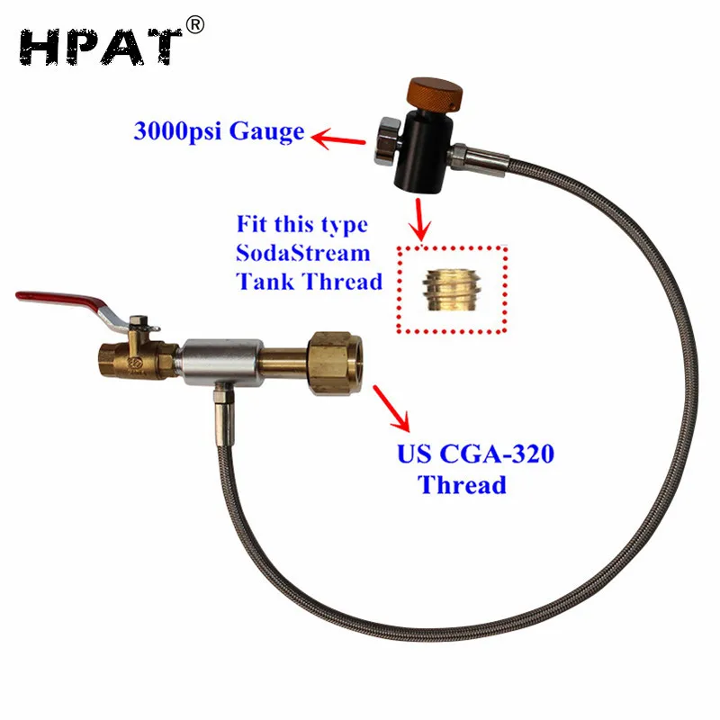 2023 Hot sale 24' High Pressure Hose Single Valve Co2 Fill Station for Filling Soda Carbonated WaterTank cartridges