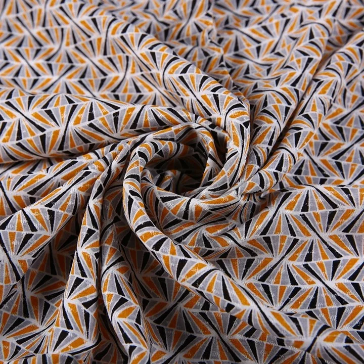 Fashional geometric shape print fabric rayon dotted  brocade woven jacquard  for dresses in jacquard fabric