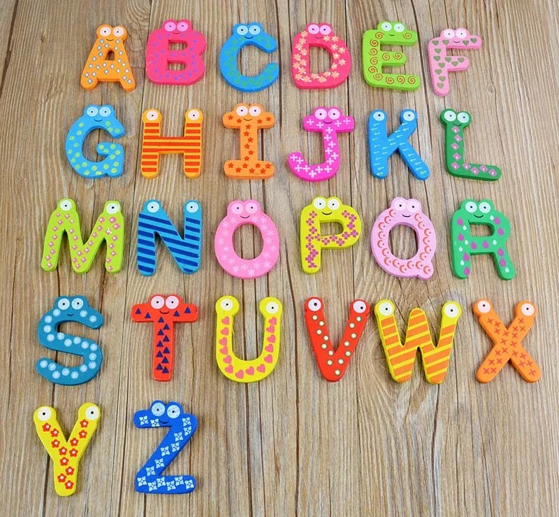 Child Educational Toy Wooden Alphabet Fridge Magnet