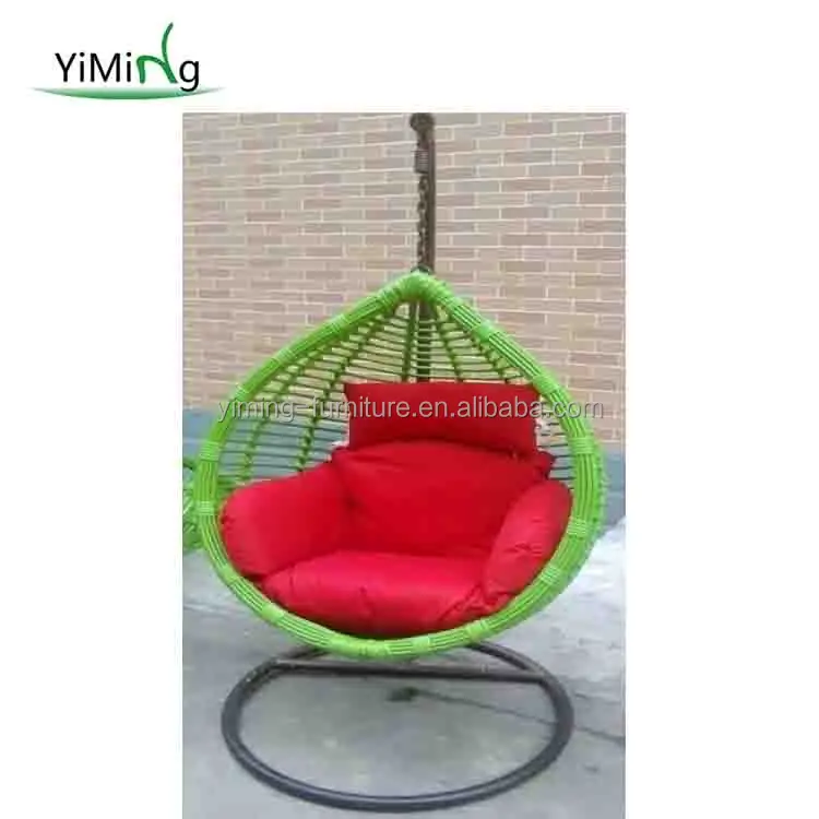 
12mm synthetic round wicker egg shape indoor and outdoor swing chair 
