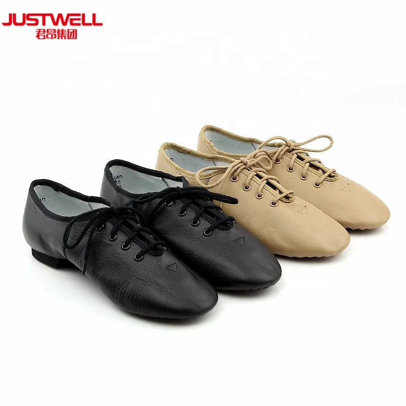 JW China Factory Soft lace up wholesale dance leather jazz shoes