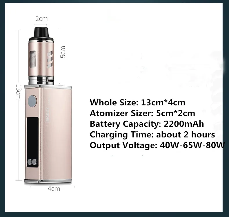 Hot Newest Rechargeable E Cigs 80W Box Mod Huge Vapor 2200mAh adjustable voltage