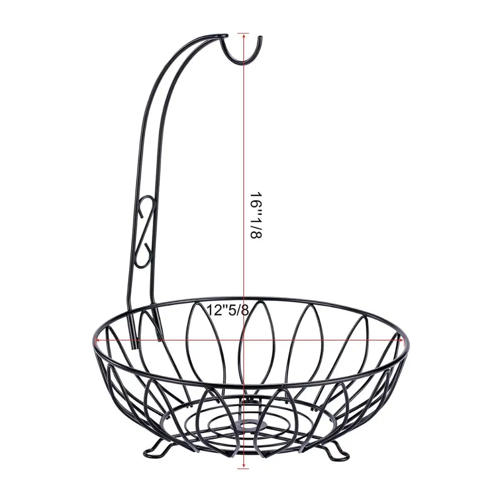 New Eco-Friendly Iron Wire Fruit Basket with Banana Holder Household Storage Hanger Stand Woven Features