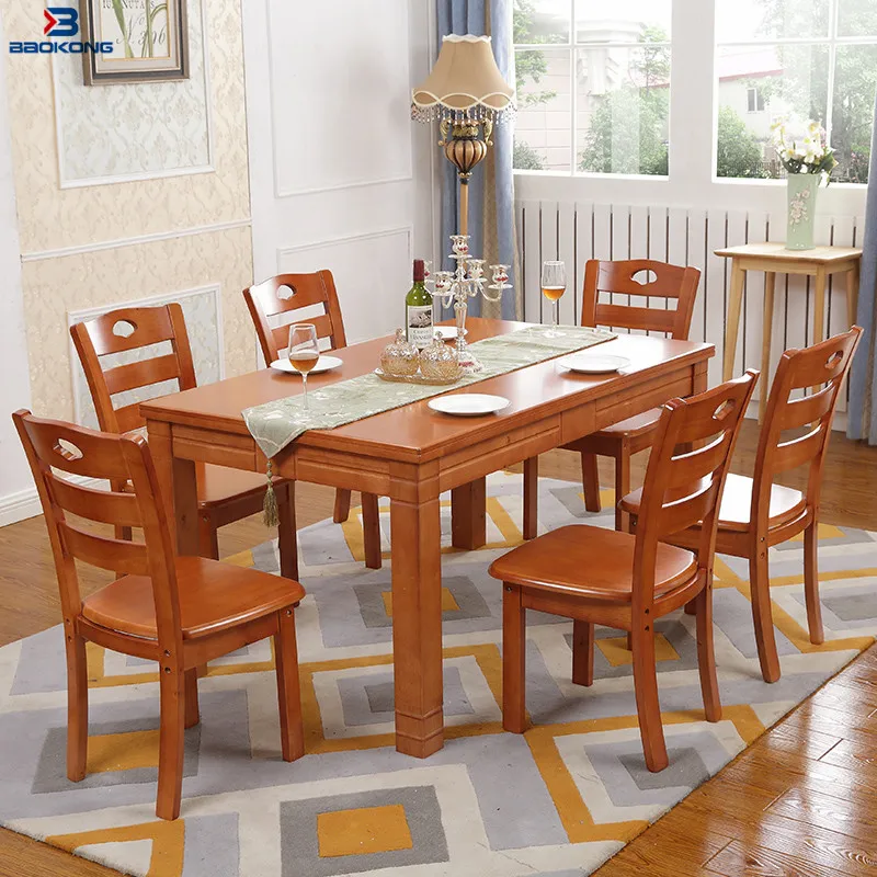 Western Restaurant Solid Wood Dining Table And Chair