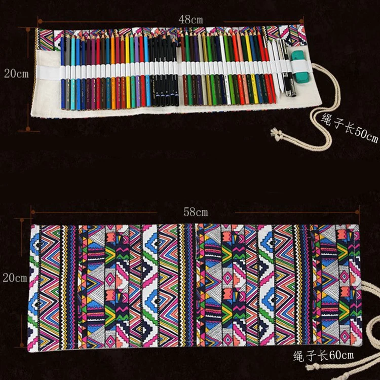
Pencil Case School Canvas Roll Pouch Consmetic Makeup Brush Case Pen Storage Pencil Box 