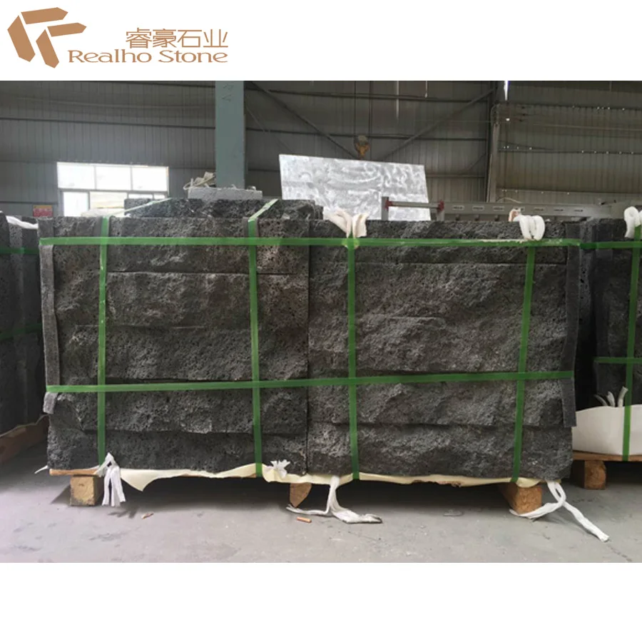 Раздельный и водоструйный Черный Базальтовый Камень для облицовки стен