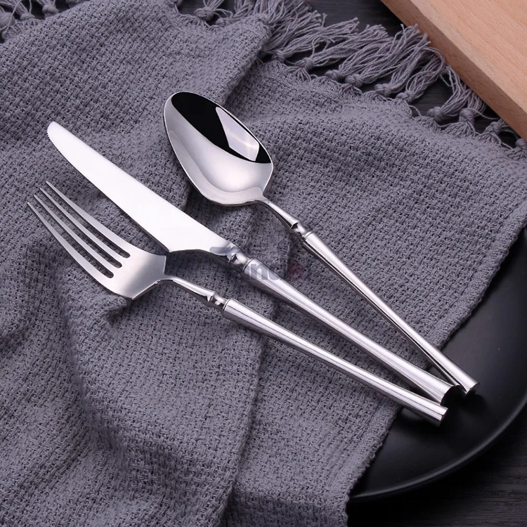 Slim PVD Handle 18/8 Stainless Steel Wedding Flatware Sets Black Silverware Cutlery Set