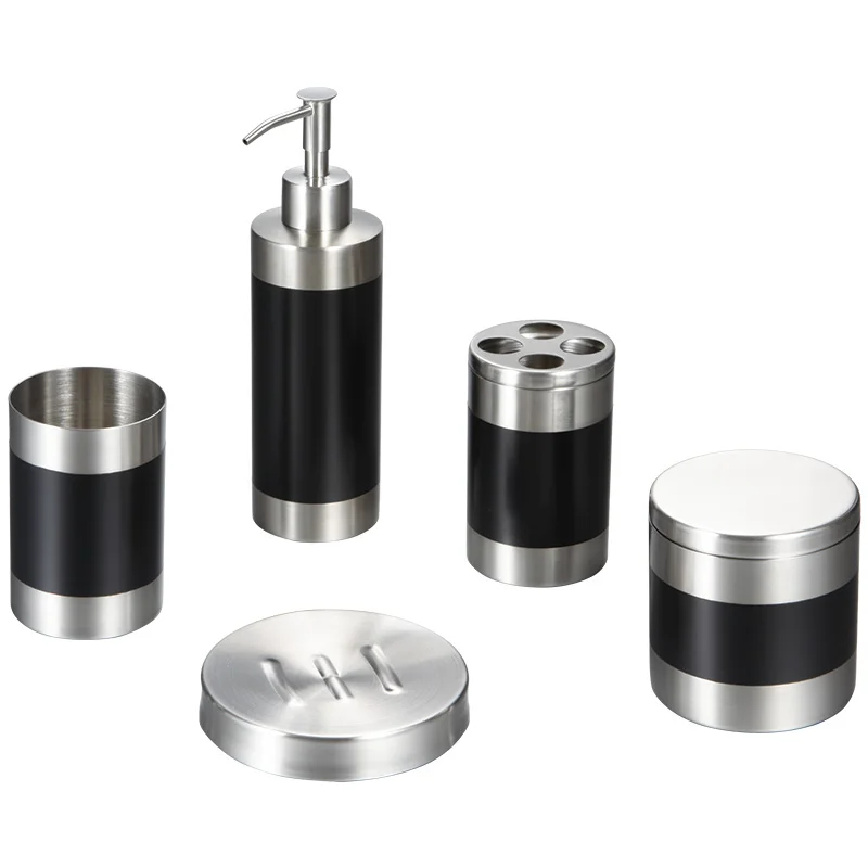 Набор из 5 предметов для ванной комнаты, спа, душа, зубная щетка, чашка, мыльница, дезинфицирующее средство для рук, бутылка, набор для ванны, набор аксессуаров для ванной комнаты из нержавеющей стали