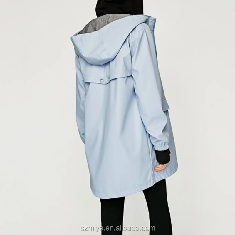 
European style waterproof raincoat windbreaker tooded womens parka jacket 