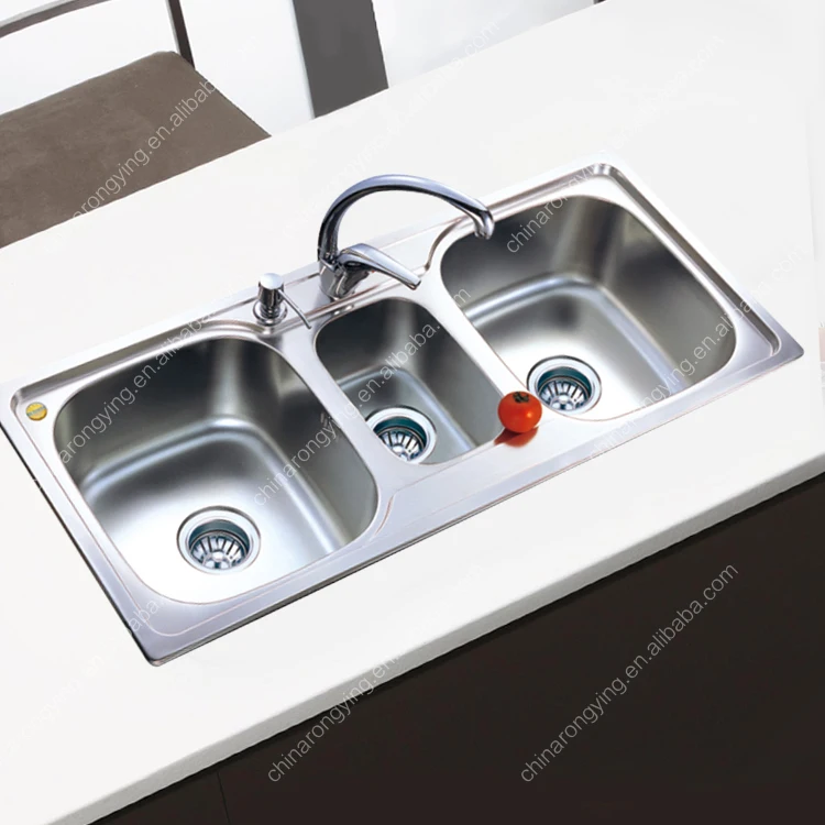 Item 907A stainless steel sink triple bowls